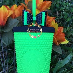 Neon Green Bow Straw Topper